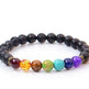 Handmade Black Lava Seven Chakra Healing Balance Beaded Bracelet - EX-STOCK CANADA