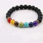 Handmade Black Lava Seven Chakra Healing Balance Beaded Bracelet - EX-STOCK CANADA