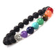 Handmade Black Lava Seven Chakra Healing Balance Beaded Bracelet - EX-STOCK CANADA