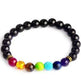 Handmade Black Lava Seven Chakra Healing Balance Beaded Bracelet - EX-STOCK CANADA