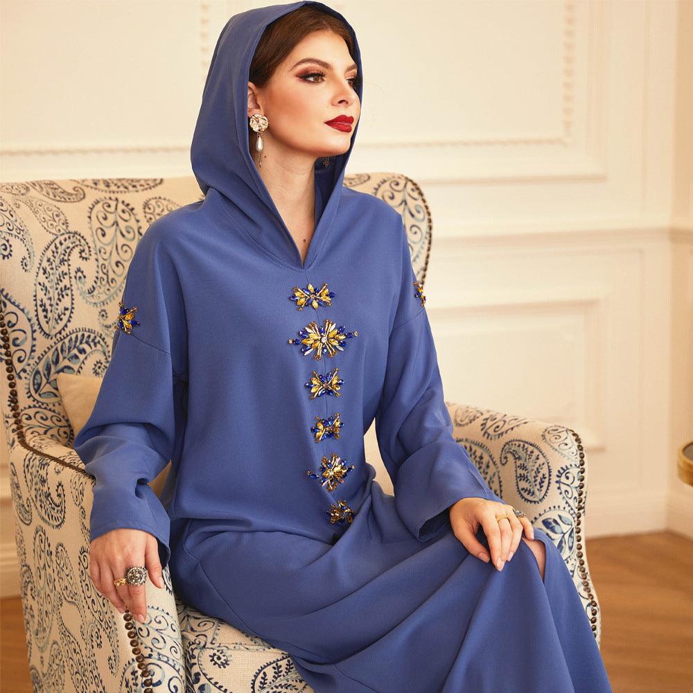 Handmade Diamond Hooded Robe Arab Dress - EX-STOCK CANADA