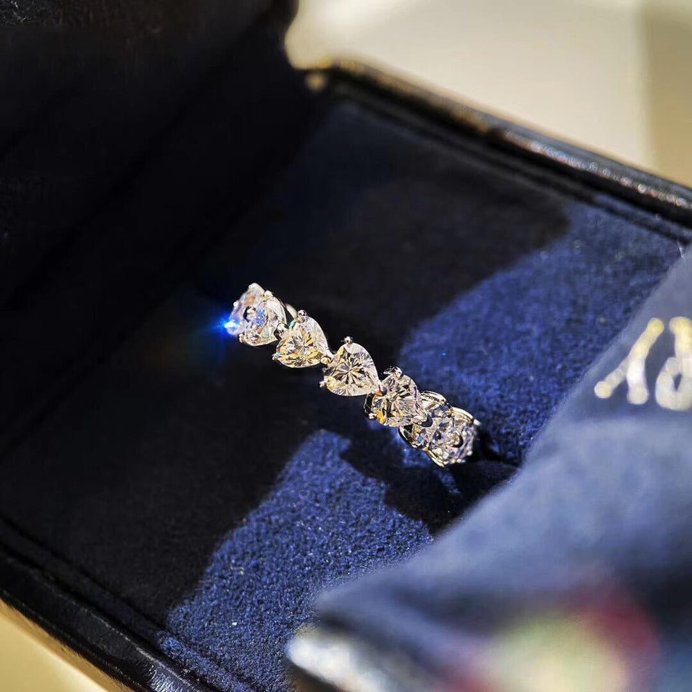 Heart-shaped Diamond Row Diamond Ring Fashion Love - EX-STOCK CANADA