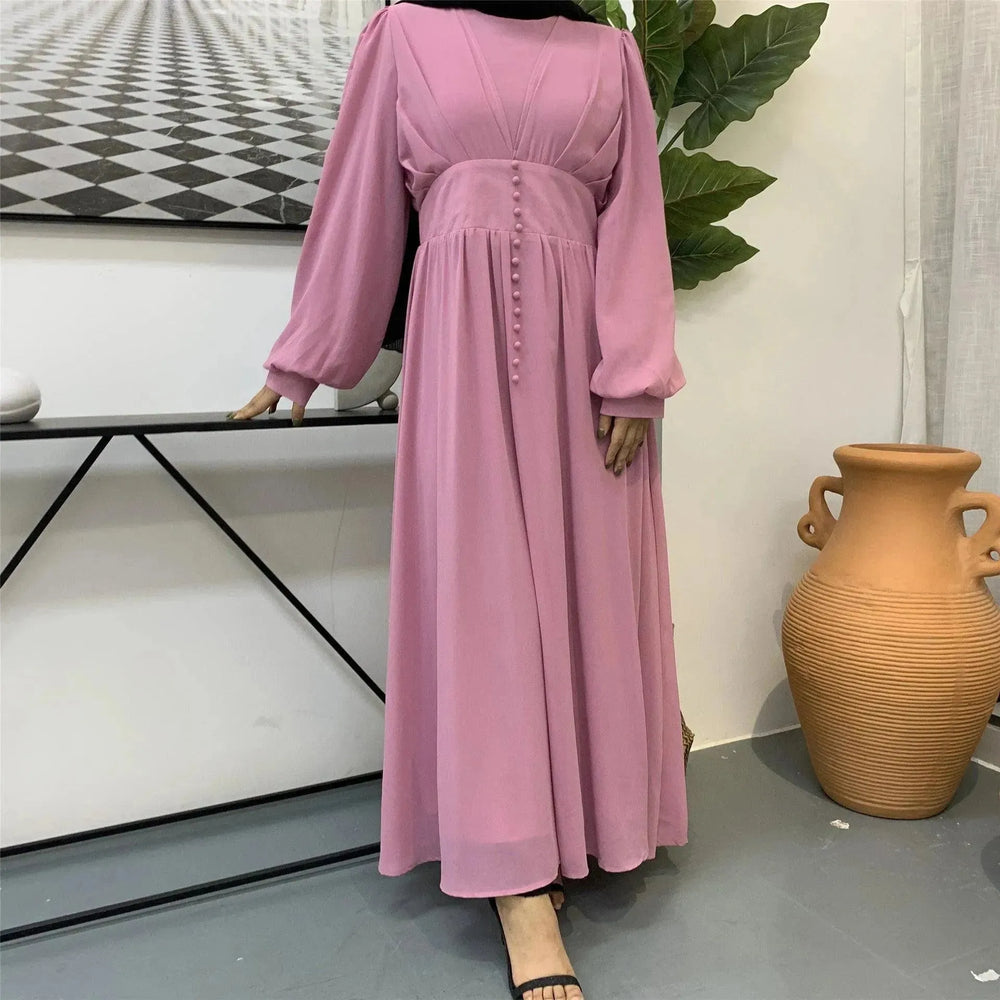 High-density Double Chiffon Simple Fashion And Elegant Abaya Dress for Arab Dubai Turkey Middle Eastern Women. - EX-STOCK CANADA