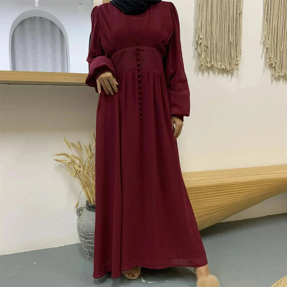 High-density Double Chiffon Simple Fashion And Elegant Abaya Dress for Arab Dubai Turkey Middle Eastern Women. - EX-STOCK CANADA