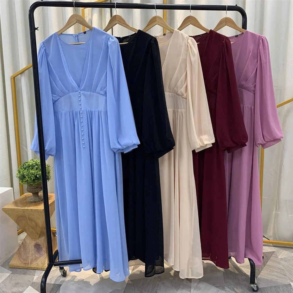 High-density Double Chiffon Simple Fashion And Elegant Abaya Dress for Arab Dubai Turkey Middle Eastern Women. - EX-STOCK CANADA