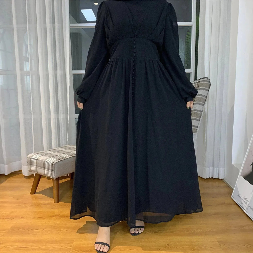 High-density Double Chiffon Simple Fashion And Elegant Abaya Dress for Arab Dubai Turkey Middle Eastern Women. - EX-STOCK CANADA