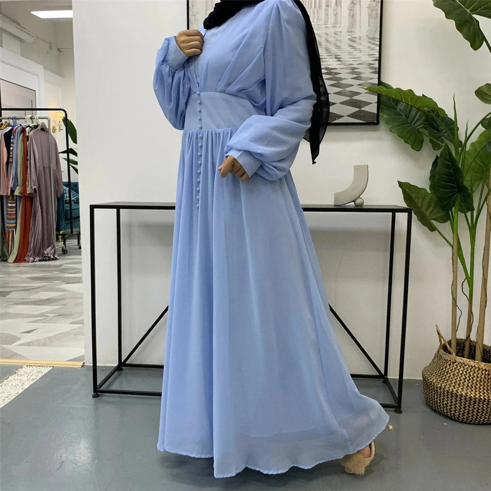 High-density Double Chiffon Simple Fashion And Elegant Abaya Dress for Arab Dubai Turkey Middle Eastern Women. - EX-STOCK CANADA