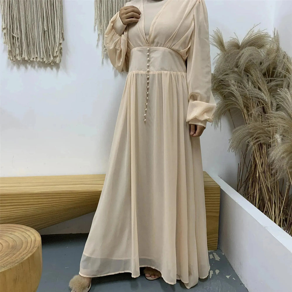 High-density Double Chiffon Simple Fashion And Elegant Abaya Dress for Arab Dubai Turkey Middle Eastern Women. - EX-STOCK CANADA