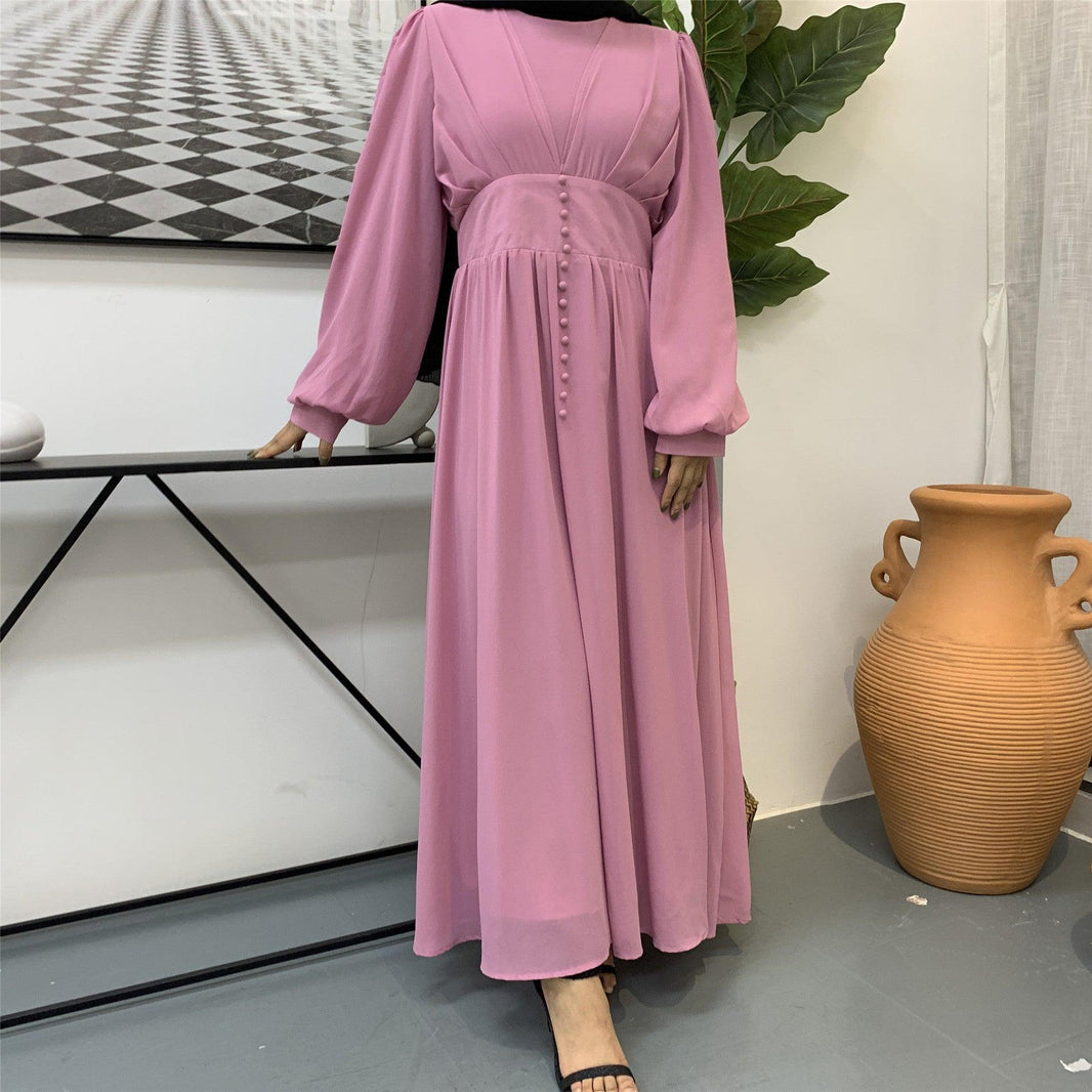 High-density Double Chiffon Simple Fashion And Elegant Dress for Arab Dubai Turkey Middle Eastern Women. - EX-STOCK CANADA