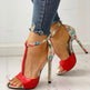 High heel buckle chunky heel floral sandals - EX-STOCK CANADA