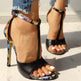 High heel buckle chunky heel floral sandals - EX-STOCK CANADA