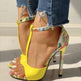 High heel buckle chunky heel floral sandals - EX-STOCK CANADA