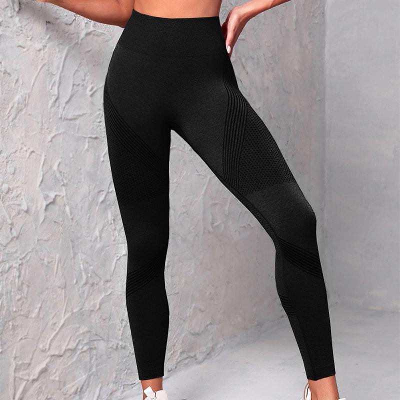 High Waist Seamless Yoga Pants Women's Solid Color Dot Striped Print Butt Lifting Leggings Fitness Running Sport Gym Legging Outfits - EX-STOCK CANADA