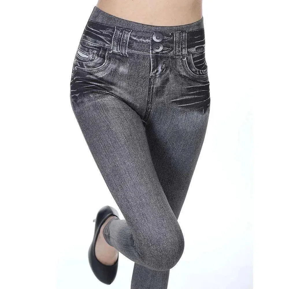 High Waisted Jeggings - Denim Leggings - EX-STOCK CANADA