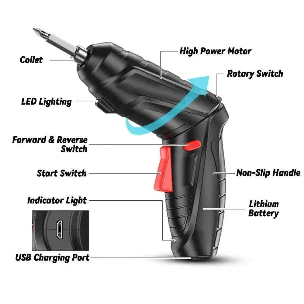 Household Small Electric Rechargeable Furniture Screwdriver Drill - EX-STOCK CANADA