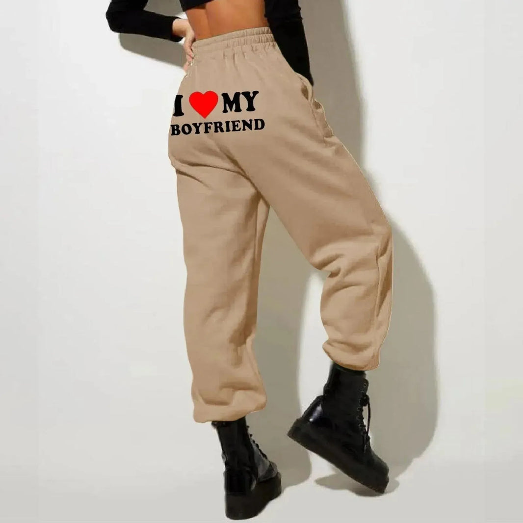 I Love MY BOYFRIEND Printed Trousers Casual Sweatpants Men And Women Sports Pants - EX-STOCK CANADA