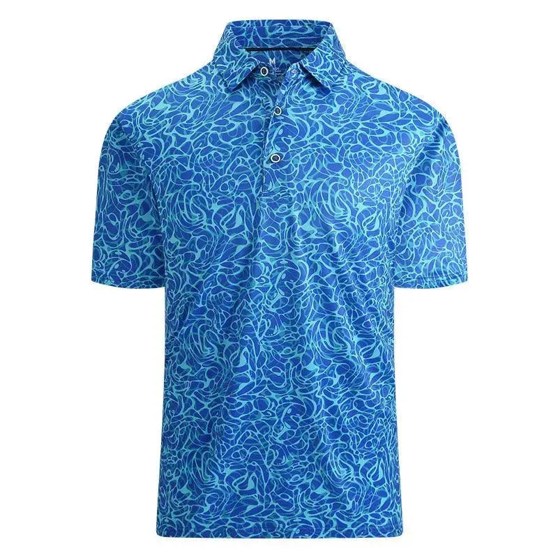 Ice Silk Printed Polo Shirt Men's Short Sleeve - EX-STOCK CANADA