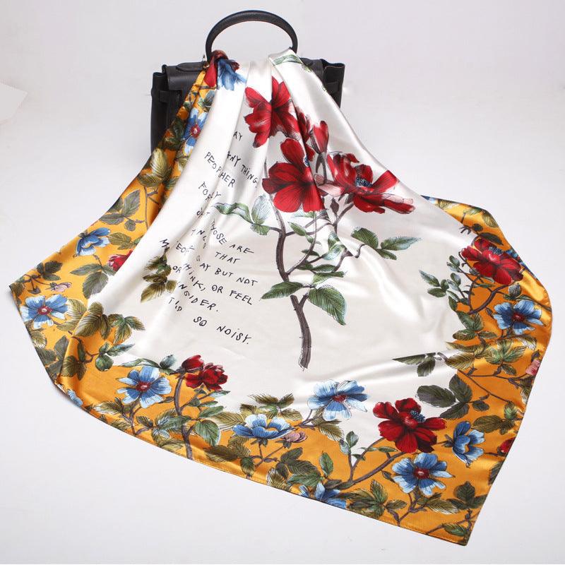 Imitation Silk Printed Floral Arab Headscarf - EX-STOCK CANADA
