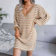 Ins Striped Sweater Dress V-neck Long Sleeve Dresses For Women - EX-STOCK CANADA