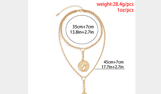 Jewelry Portrait Embossed Tassel Necklace Female - EX-STOCK CANADA