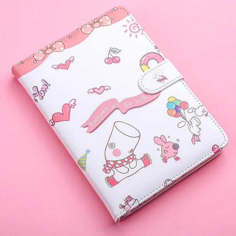 Kaba Bear Hippo Small White Magnetic Buckle Notebook Portable Notebook Girl Heart Creative Cute Hand Book - EX-STOCK CANADA