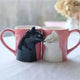 Kiss Cat Coffee Couple Handmade Mug - EX-STOCK CANADA