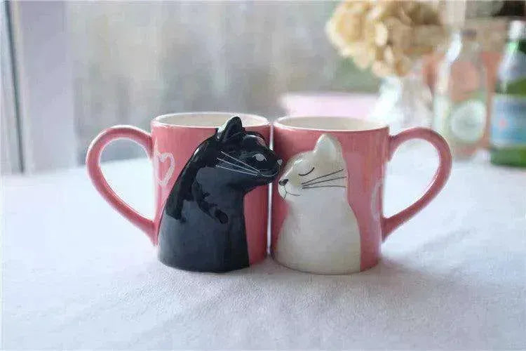 Kiss Cat Coffee Couple Handmade Mug - EX-STOCK CANADA