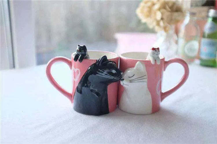 Kiss Cat Coffee Couple Handmade Mug - EX-STOCK CANADA