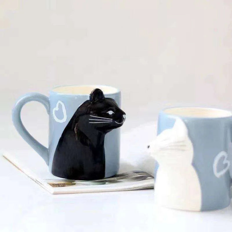 Kiss Cat Coffee Couple Handmade Mug - EX-STOCK CANADA