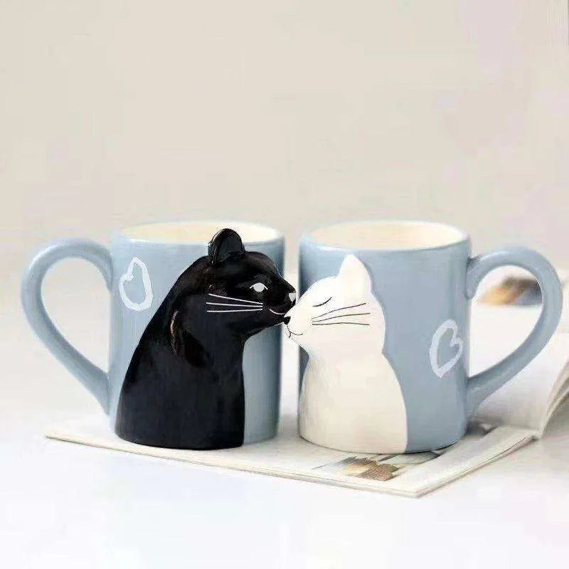 Kiss Cat Coffee Couple Handmade Mug - EX-STOCK CANADA