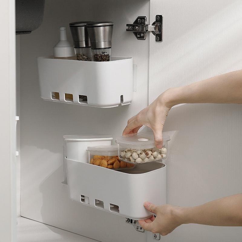 Kitchen Cabinet Retractable Storage Rack Drawer Type Multi-function Hole Free Refrigerator Bath Organizer Food Preservation Box - EX-STOCK CANADA