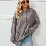 Knitted Sweater With Hooded Pit Stripe Kangaroo Pocket Sweater - EX-STOCK CANADA