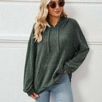 Knitted Sweater With Hooded Pit Stripe Kangaroo Pocket Sweater - EX-STOCK CANADA