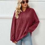 Knitted Sweater With Hooded Pit Stripe Kangaroo Pocket Sweater - EX-STOCK CANADA