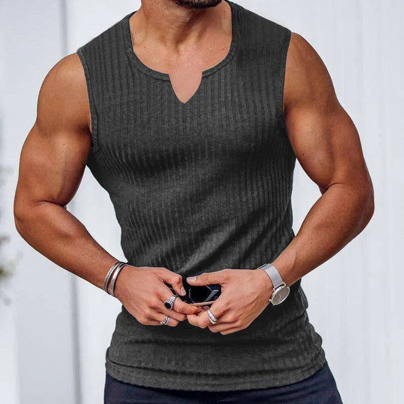 Knitted Vertical Striped Vest For Men - EX-STOCK CANADA