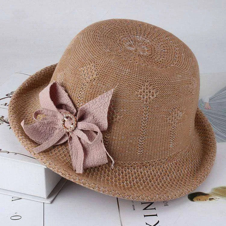 Korean Style Flower Knit Sun Hats for Women - EX-STOCK CANADA