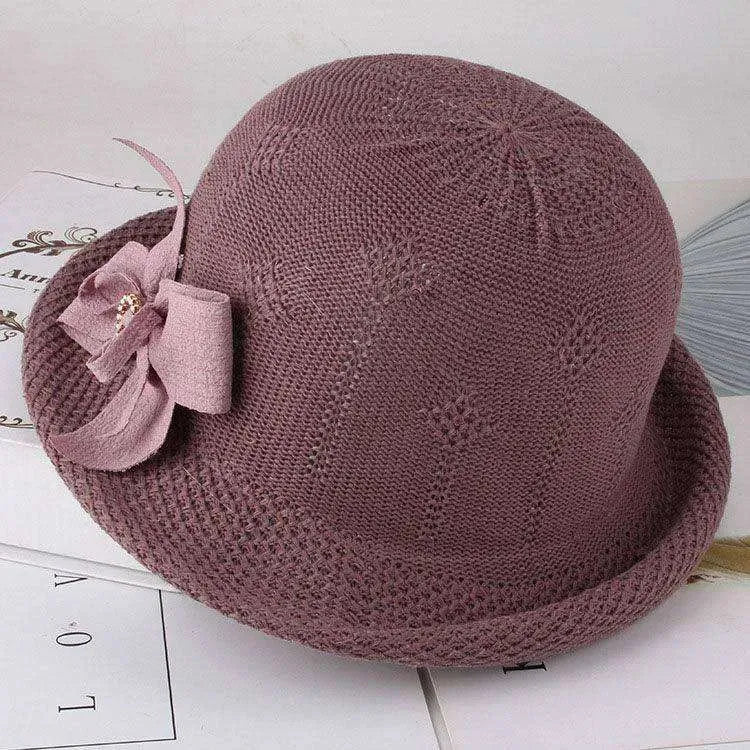 Korean Style Flower Knit Sun Hats for Women - EX-STOCK CANADA