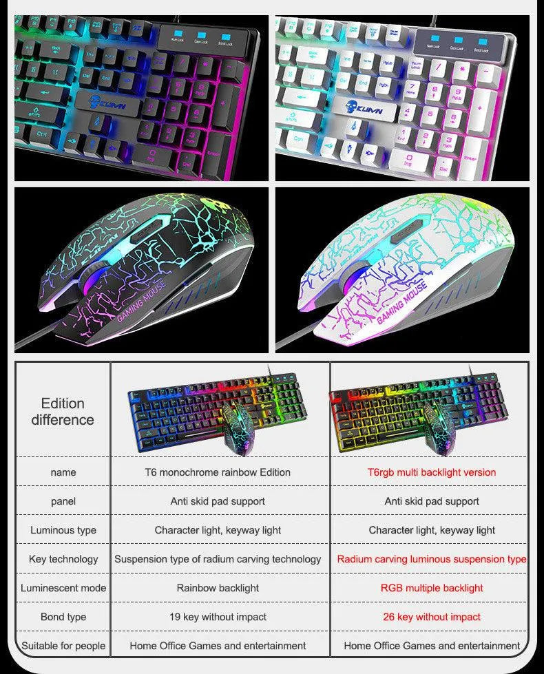 Kuiying T6RGB Luminous Keyboard And Mouse Set - EX-STOCK CANADA