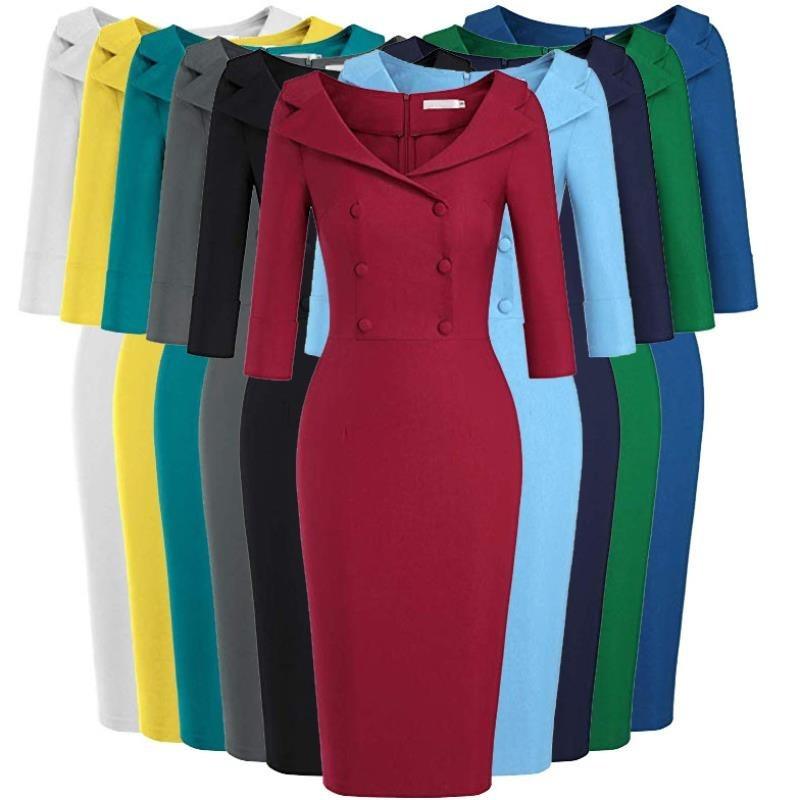 Ladies retro sweetheart collar casual wine dance dress foreign trade wide collar pencil skirt - EX-STOCK CANADA