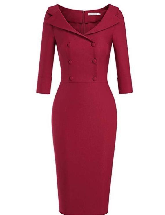 Ladies retro sweetheart collar casual wine dance dress foreign trade wide collar pencil skirt - EX-STOCK CANADA