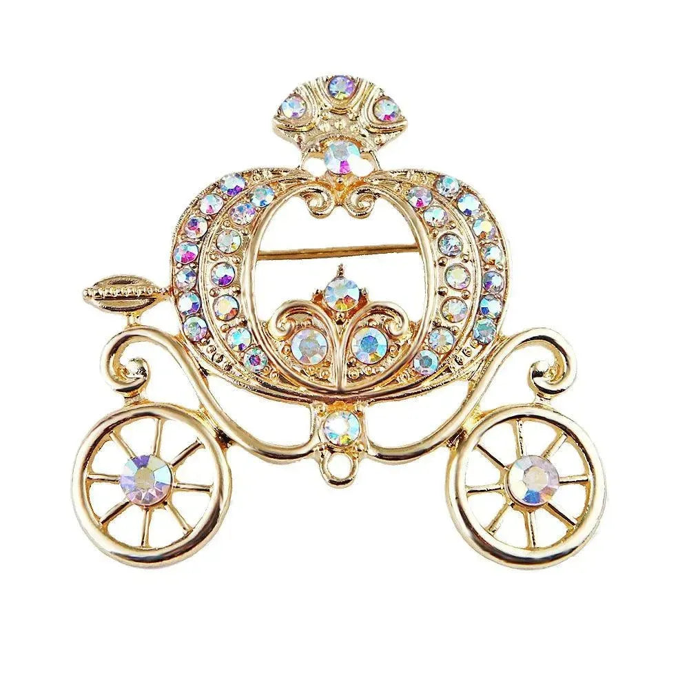 Lanhao Gray Guniang Pumpkin Car Brooch Fairy Tale Style Colorful Rhinestone - EX-STOCK CANADA