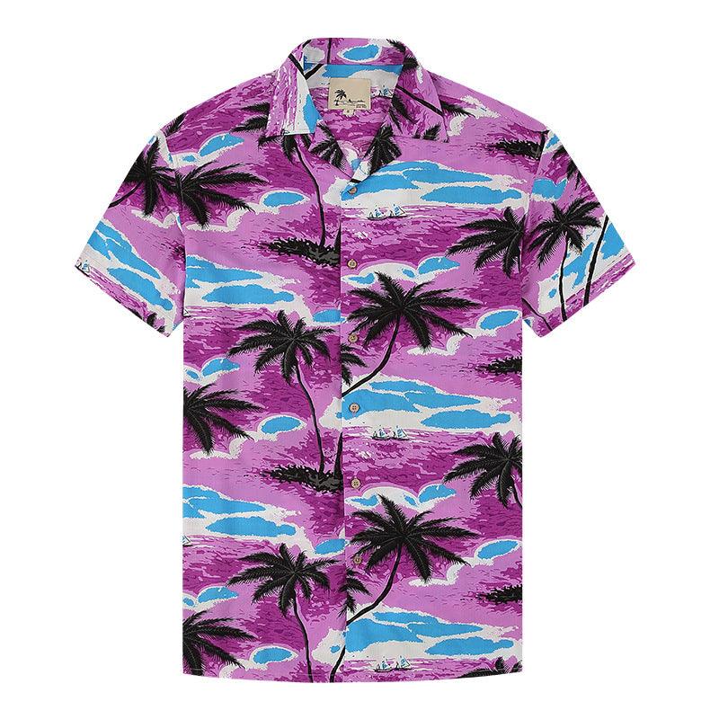 Lapel Print Thin Hawaiian Printed Shirt Men - EX-STOCK CANADA