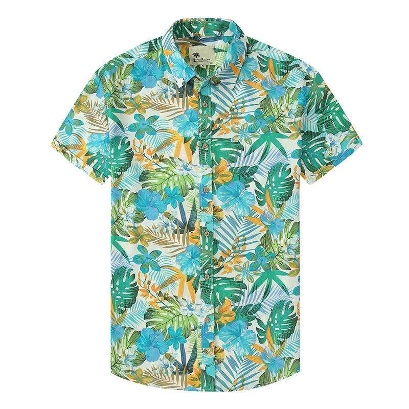 Lapel Print Thin Hawaiian Printed Shirt Men - EX-STOCK CANADA