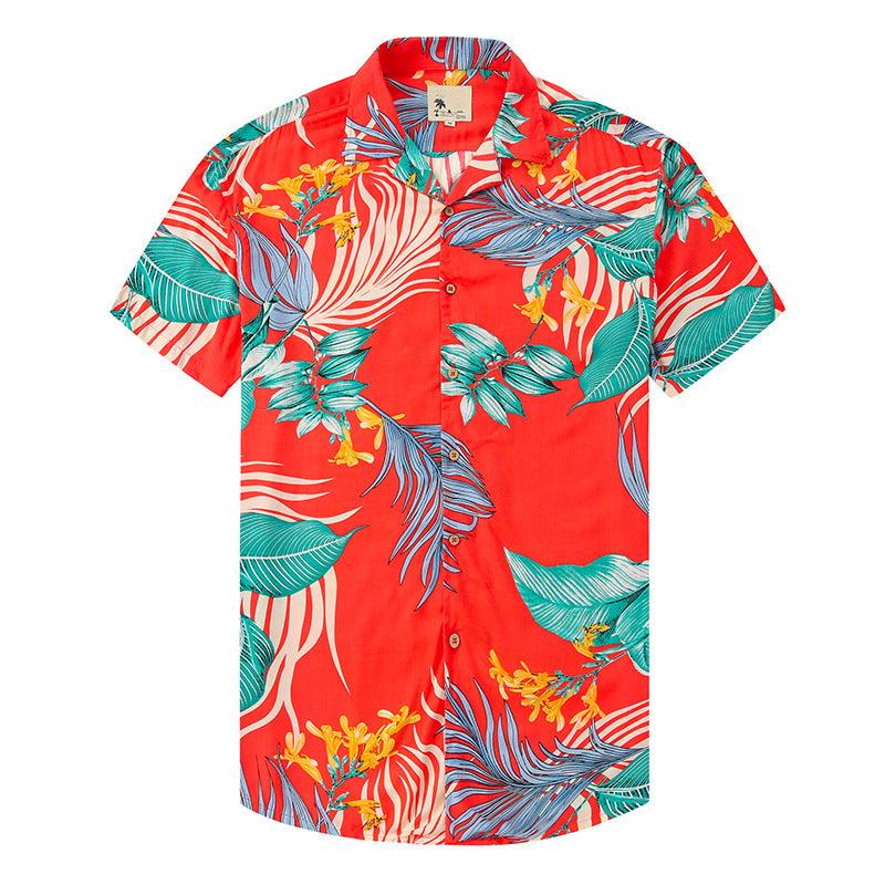 Lapel Print Thin Hawaiian Printed Shirt Men - EX-STOCK CANADA