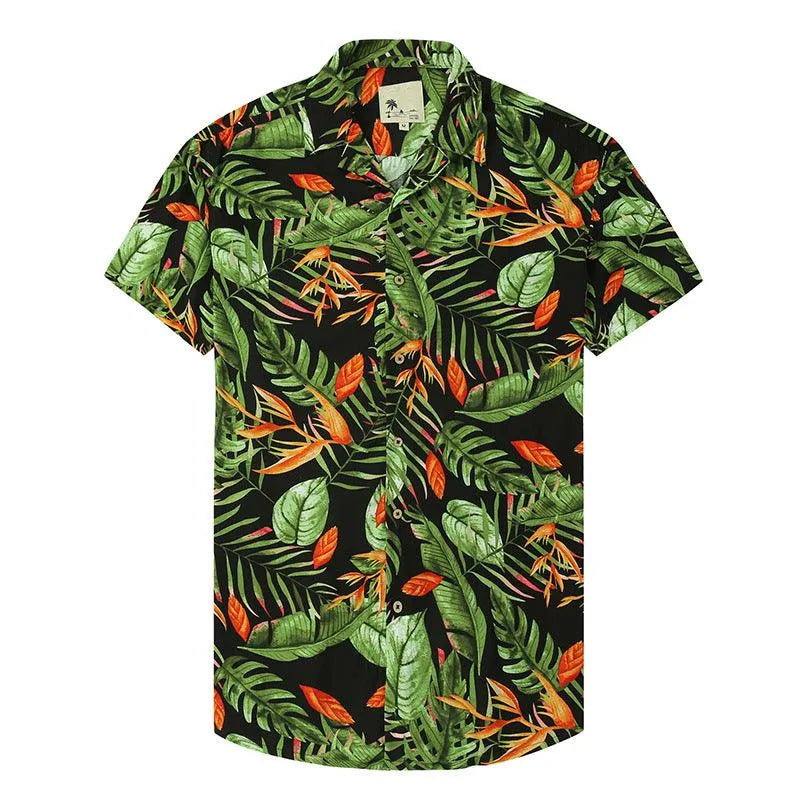 Lapel Print Thin Hawaiian Printed Shirt Men - EX-STOCK CANADA