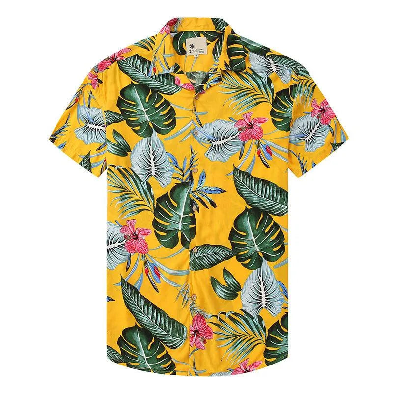 Lapel Print Thin Hawaiian Printed Shirt Men - EX-STOCK CANADA