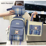 Large Capacity High School Plaid Three-piece Set Junior High School Student Elementary School Studebt Backpack - EX-STOCK CANADA