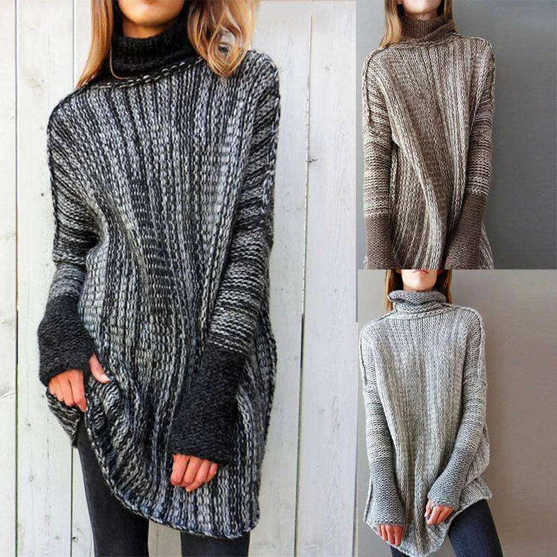 Large long contrast turtleneck sweater - EX-STOCK CANADA