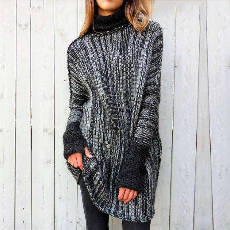 Large long contrast turtleneck sweater - EX-STOCK CANADA