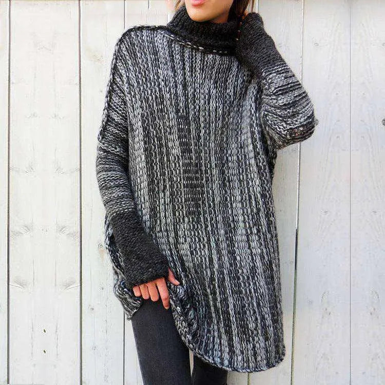 Large long contrast turtleneck sweater - EX-STOCK CANADA